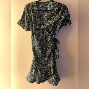 Polka dot wrap around dress